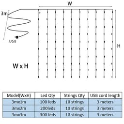 image-LED Curtain String Lights USB Battery Powered with Remote Control