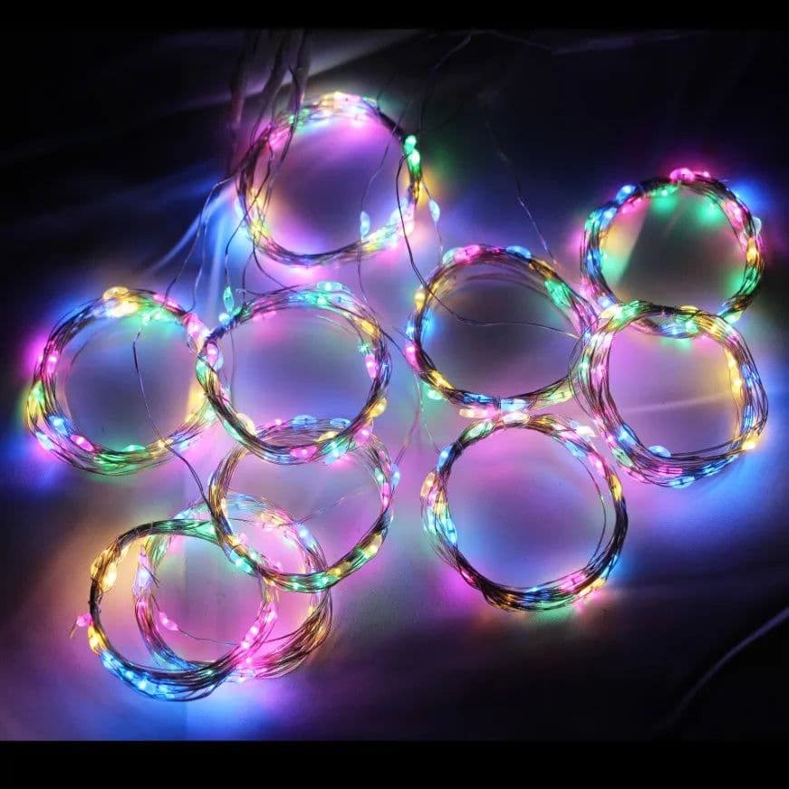 image-LED Curtain String Lights USB Battery Powered with Remote Control
