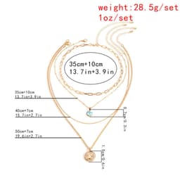 image-SHIXIN Turquoise Alloy Necklace Women Multi-Layer Snake Chain