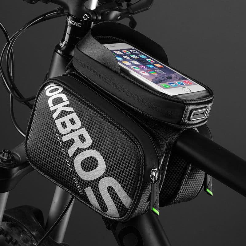 image-ROCKBROS Bicycle Top Tube Bag 6.2" Touch Screen Phone Holder ZH009