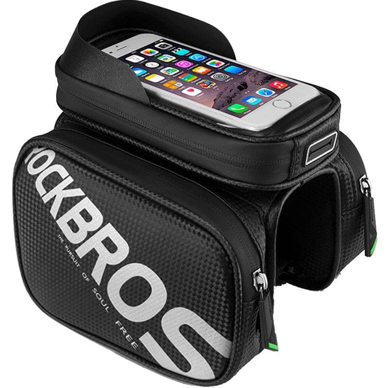 image-ROCKBROS Bicycle Top Tube Bag 6.2" Touch Screen Phone Holder ZH009