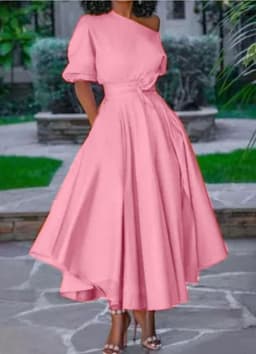 image-Remai Women's One-Shoulder High Waist Midi Dress