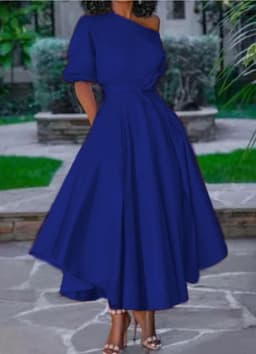 image-Remai Women's One-Shoulder High Waist Midi Dress