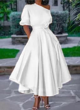 image-Remai Women's One-Shoulder High Waist Midi Dress