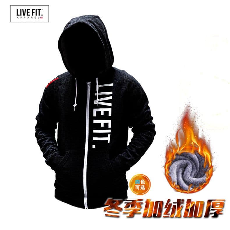 image-Men's Fleece Zip-Up Sports Jacket Sweater
