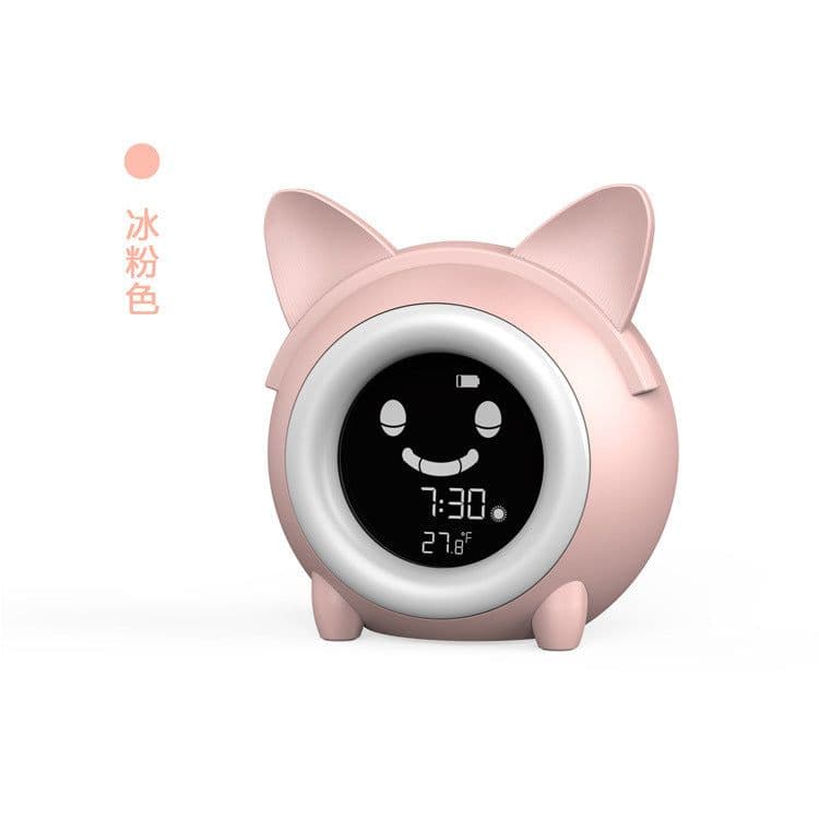 image-Cartoon Cat-Shaped Alarm Clock with LCD Display