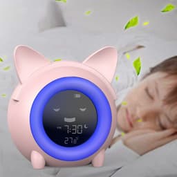 image-Cartoon Cat-Shaped Alarm Clock with LCD Display