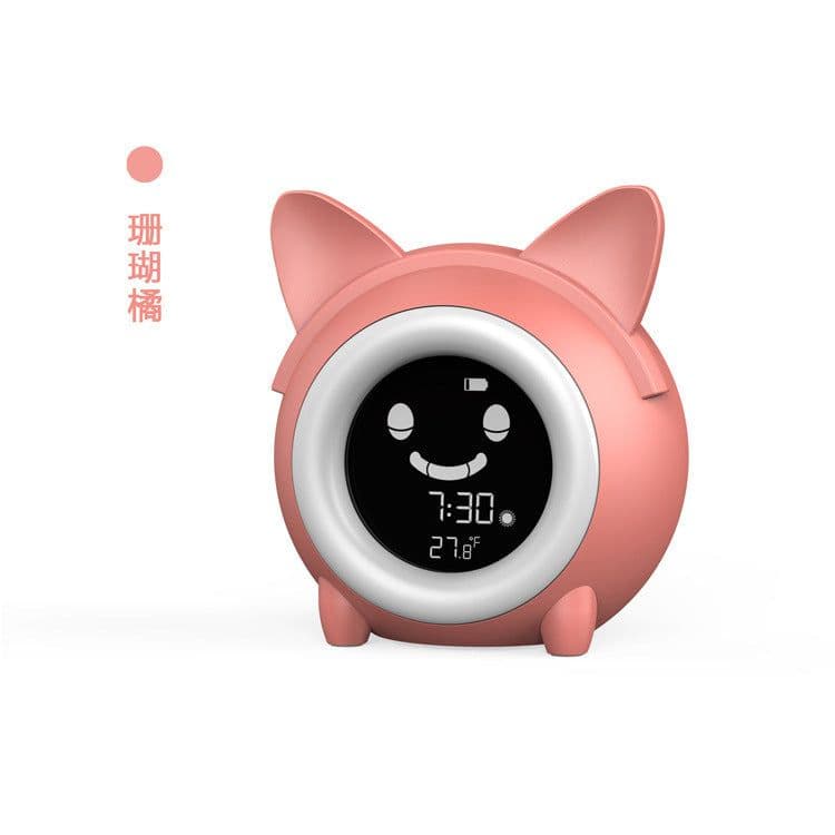 image-Cartoon Cat-Shaped Alarm Clock with LCD Display