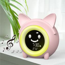 image-Cartoon Cat-Shaped Alarm Clock with LCD Display