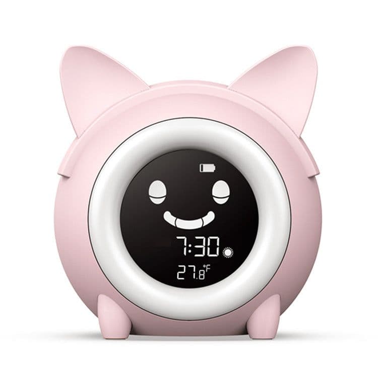 image-Cartoon Cat-Shaped Alarm Clock with LCD Display
