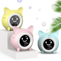 image-Cartoon Cat-Shaped Alarm Clock with LCD Display