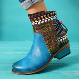image-Women's Martin Boots Low Heel Short Ankle Boots with Side Zipper