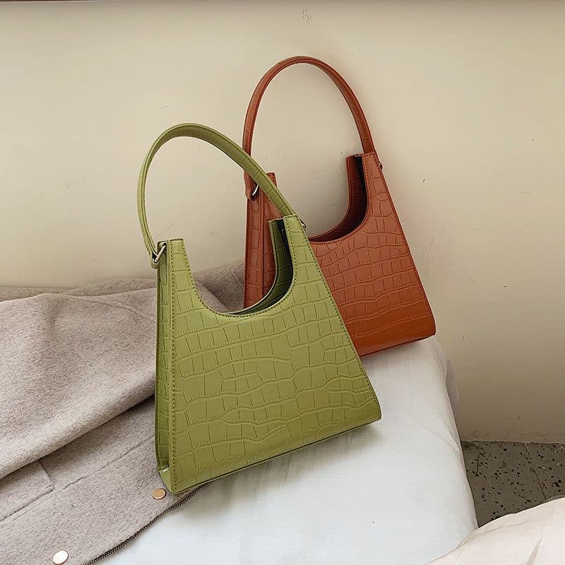 image-Women's PU Leather Stone Pattern Tote Shoulder Bag