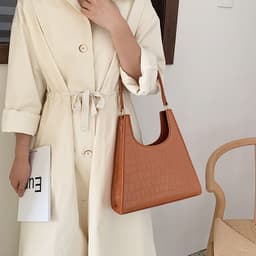image-Women's PU Leather Stone Pattern Tote Shoulder Bag