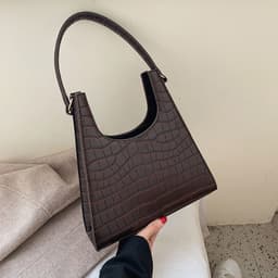 image-Women's PU Leather Stone Pattern Tote Shoulder Bag