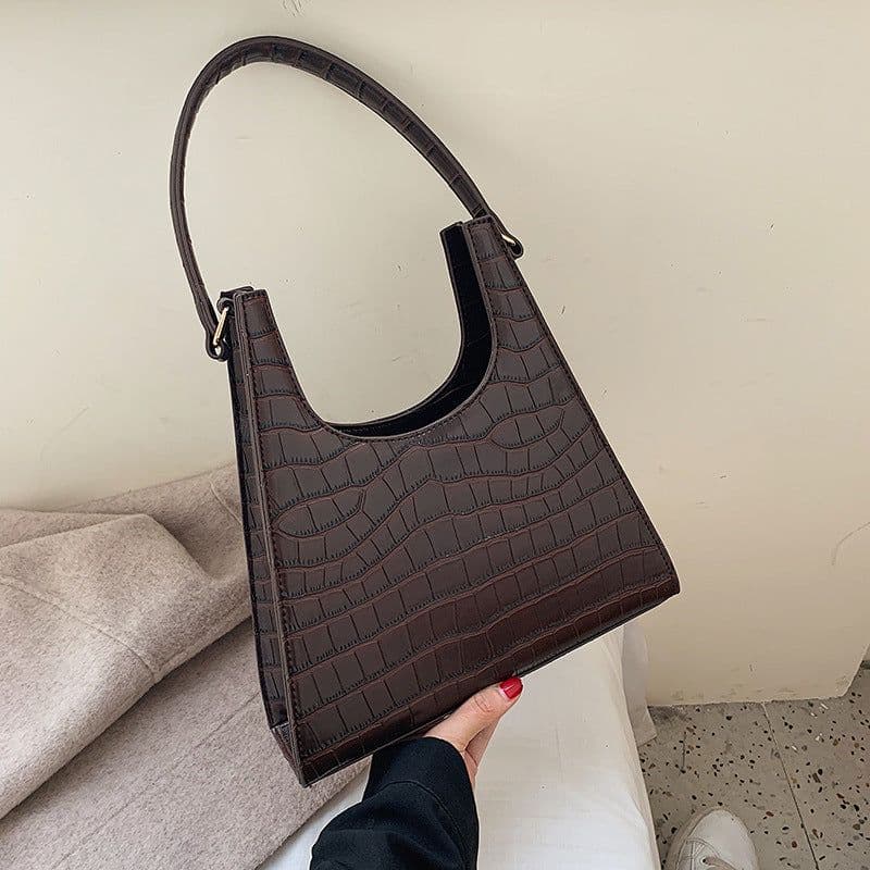 image-Women's PU Leather Stone Pattern Tote Shoulder Bag