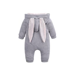 image-Kids Tales Cotton Hooded Zipper Romper with Rabbit Ears