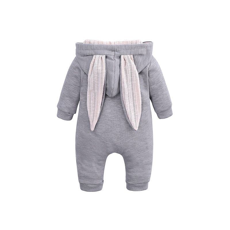 image-Kids Tales Cotton Hooded Zipper Romper with Rabbit Ears