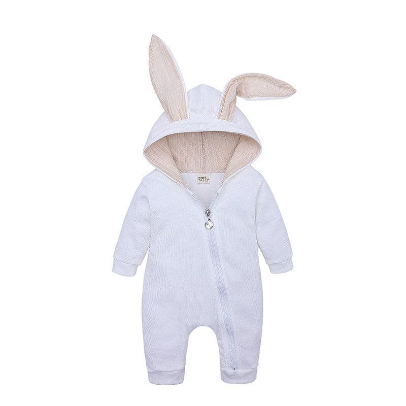 image-Kids Tales Cotton Hooded Zipper Romper with Rabbit Ears