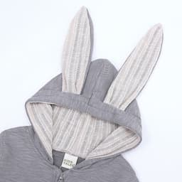 image-Kids Tales Cotton Hooded Zipper Romper with Rabbit Ears