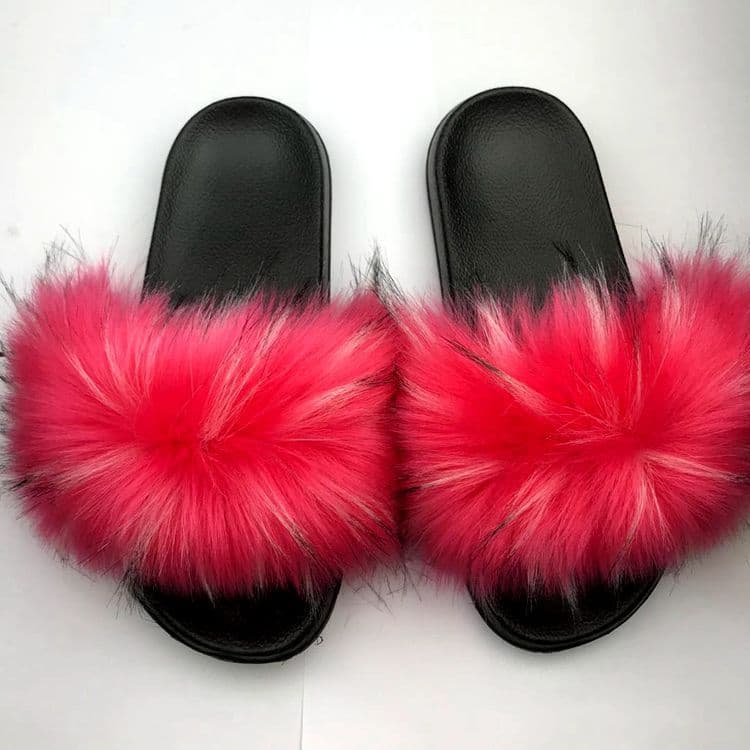 image-Unisex Faux Fur Flip Flop Slippers Flat Sandals