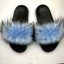 image-Unisex Faux Fur Flip Flop Slippers Flat Sandals
