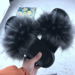 image-Unisex Faux Fur Flip Flop Slippers Flat Sandals