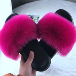 image-Unisex Faux Fur Flip Flop Slippers Flat Sandals