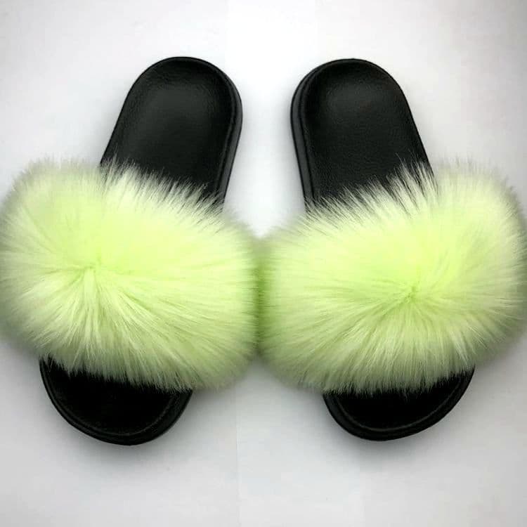 image-Unisex Faux Fur Flip Flop Slippers Flat Sandals