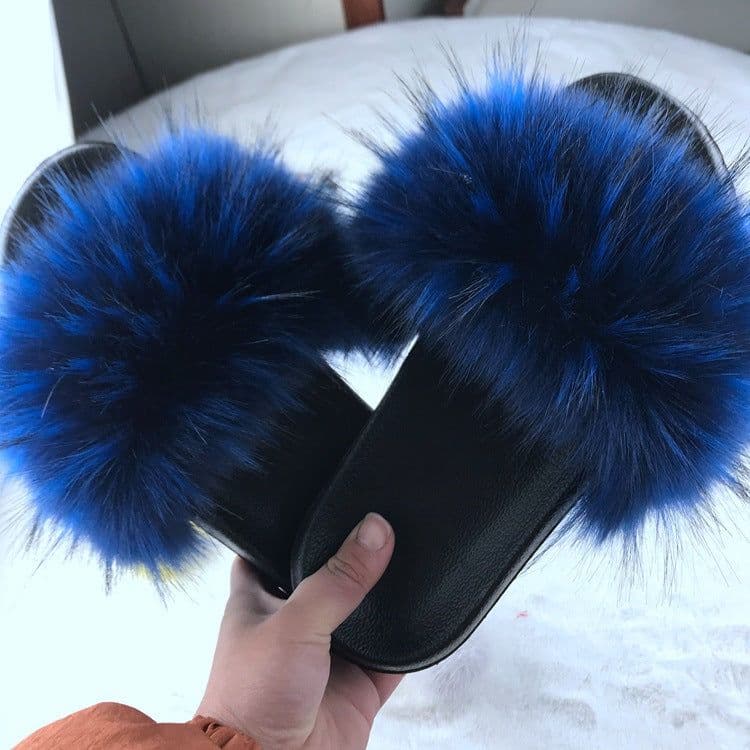 image-Unisex Faux Fur Flip Flop Slippers Flat Sandals