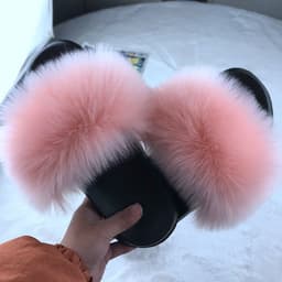 image-Unisex Faux Fur Flip Flop Slippers Flat Sandals