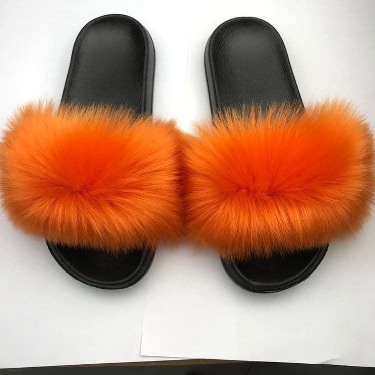 image-Unisex Faux Fur Flip Flop Slippers Flat Sandals
