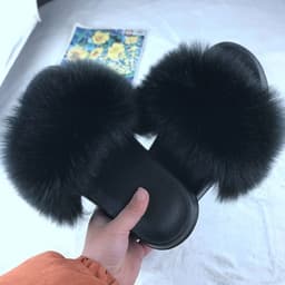 image-Unisex Faux Fur Flip Flop Slippers Flat Sandals