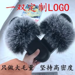image-Unisex Faux Fur Flip Flop Slippers Flat Sandals