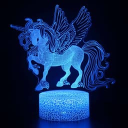 image-3D Unicorn Night Light Touch Remote Control LED Table Lamp