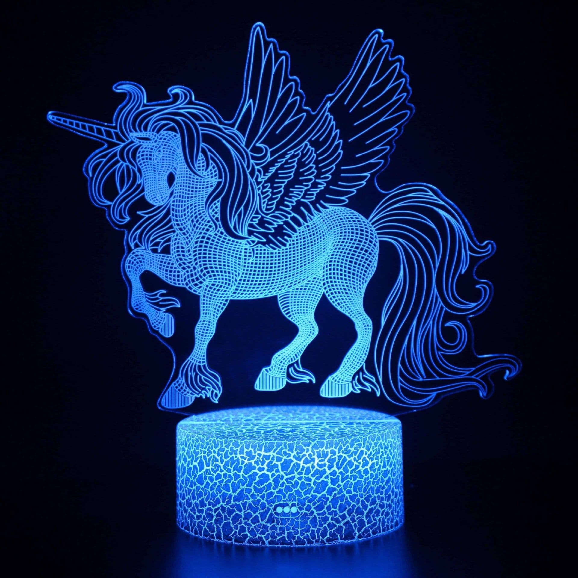 image-3D Unicorn Night Light Touch Remote Control LED Table Lamp