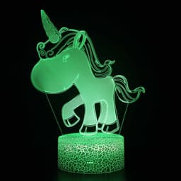 image-3D Unicorn Night Light Touch Remote Control LED Table Lamp