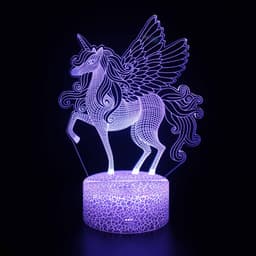 image-3D Unicorn Night Light Touch Remote Control LED Table Lamp