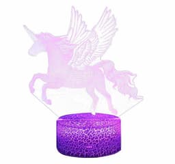 image-3D Unicorn Night Light Touch Remote Control LED Table Lamp