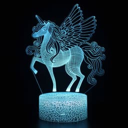 image-3D Unicorn Night Light Touch Remote Control LED Table Lamp