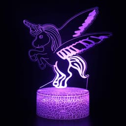 image-3D Unicorn Night Light Touch Remote Control LED Table Lamp