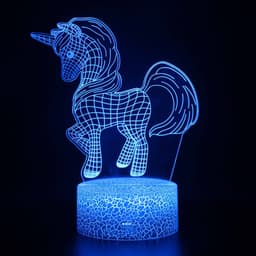 image-3D Unicorn Night Light Touch Remote Control LED Table Lamp
