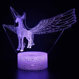image-3D Unicorn Night Light Touch Remote Control LED Table Lamp