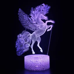 image-3D Unicorn Night Light Touch Remote Control LED Table Lamp