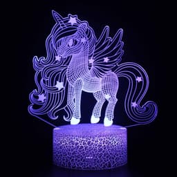 image-3D Unicorn Night Light Touch Remote Control LED Table Lamp