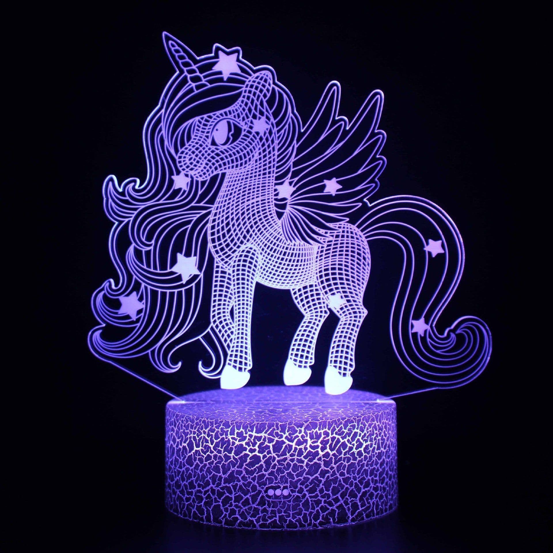 image-3D Unicorn Night Light Touch Remote Control LED Table Lamp