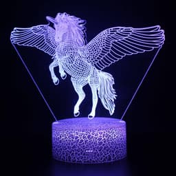 image-3D Unicorn Night Light Touch Remote Control LED Table Lamp
