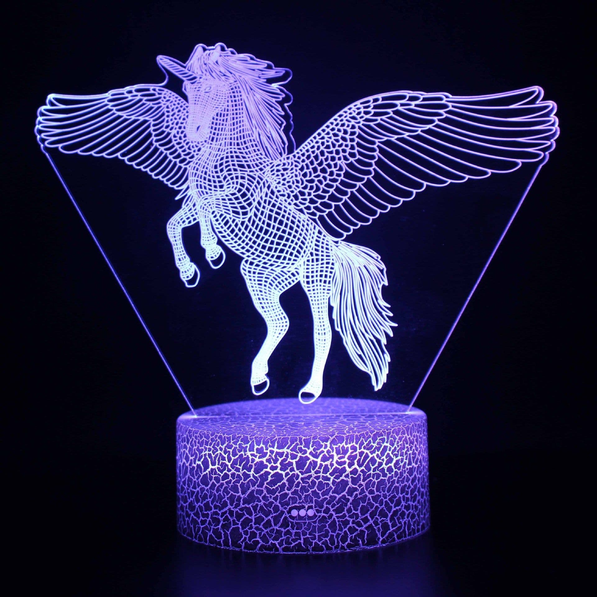 image-3D Unicorn Night Light Touch Remote Control LED Table Lamp