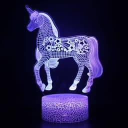 image-3D Unicorn Night Light Touch Remote Control LED Table Lamp