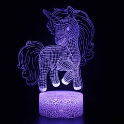 image-3D Unicorn Night Light Touch Remote Control LED Table Lamp